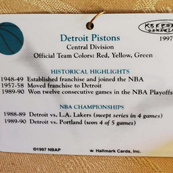 Detroit Piston NBA Collection Hallmark Keepsake Ornament 1997 - Picture 5 of 13